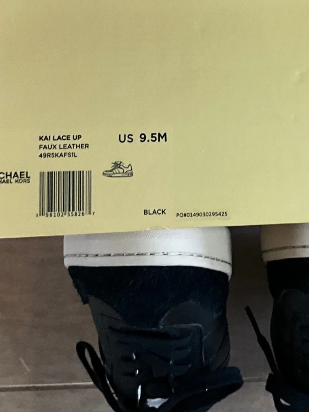 Michael Kors Kai Lace Up Sneakers Black Faux Leather NIB Women's 9.5